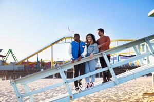 3 students on LA beach