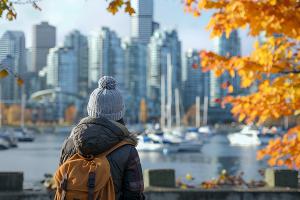 Student looking at Vancouver from far