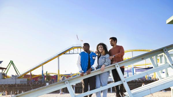 Students on the beach in Los Angeles